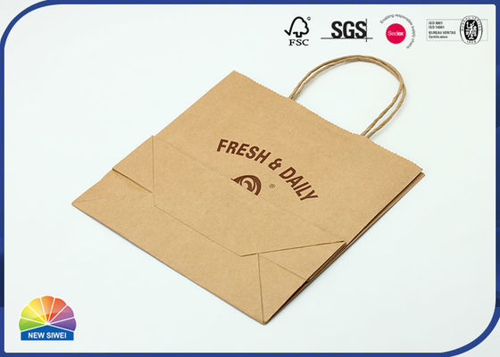 Shopping Mall PP Laminated 200gsm Kraft Paper Bags Biodegradable