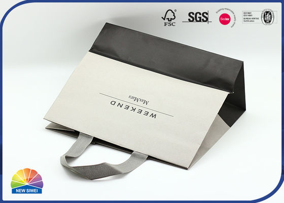 Silk Handle 200gsm Natural Paperboard Shopping Bag Customized Logo