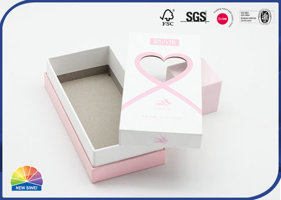 Heart Shaped Window Iridescent Paper Rigid Gift Box Logo Embossing