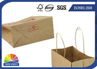 Recycled 4C Logo Printing Brown Kraft Paper Bags Shopping Bags With Paper Handle