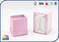 Rigid Handmade Paper Gift Box With Bow Ribbon Shimmering Powder