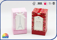 Rigid Handmade Paper Gift Box With Bow Ribbon Shimmering Powder