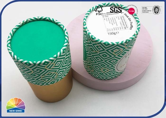 Cylinder Paper Packaging Tube 4C Print For Tea Packaging 157gsm