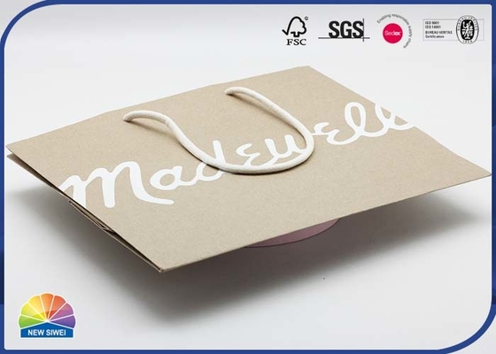 4C Print Kraft Paper Bags Matte Lamination With Cotton Handles