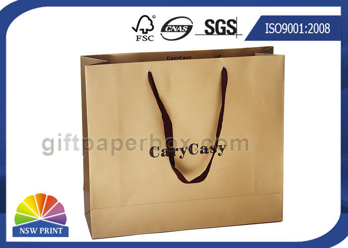 Branding Brown Kraft Paper Bags Customized Paper Shopping Bags With Cotton Handle