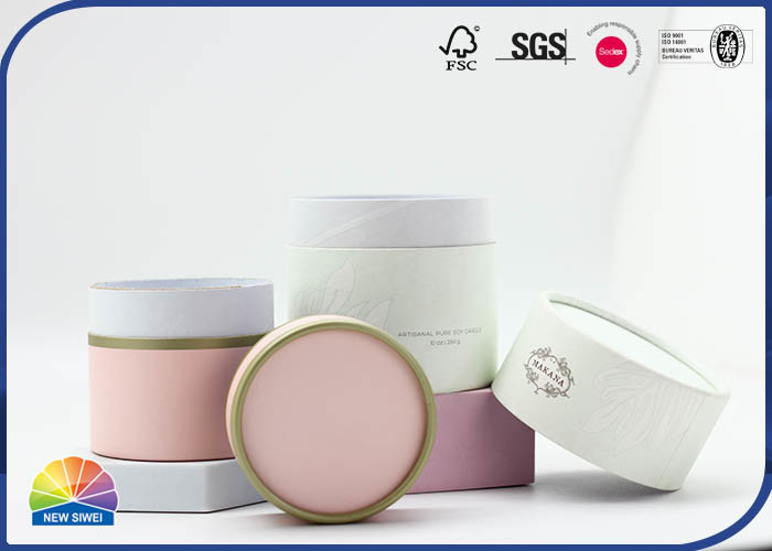 Earth Friendly 4C Printed Candle Packaging Round Cylinder Tube Customized Logo Box