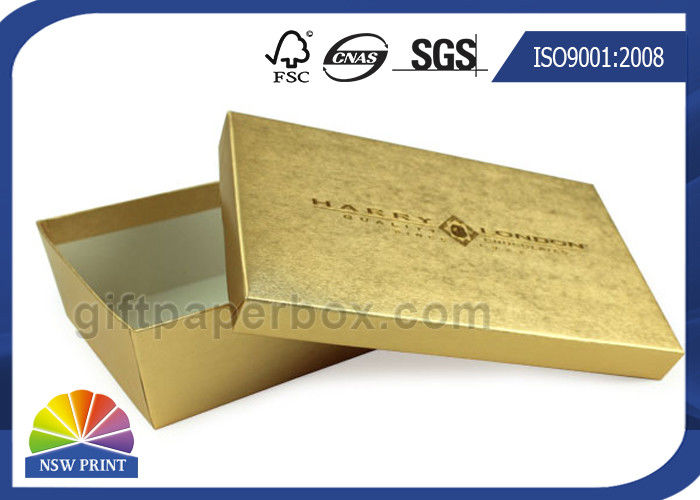 Gold Texture Paper Two Pieces Rigid Set Up Box For Gift Set Promotion