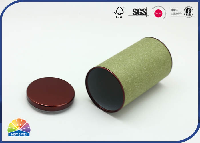 Reusable Food Grade CMYK Composite Paper Tube Matel Botton For Tea Product
