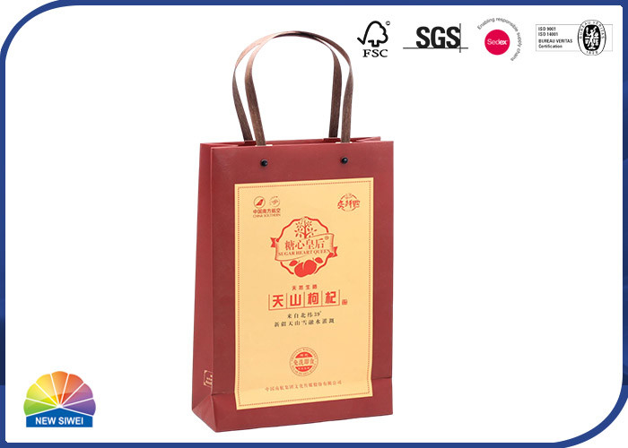 Custom CMYK  Printed Paper Shopping Bags With Logo Eco Friendly Recyclable Material