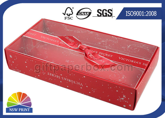 Custom Sizes Foldable Drawer Paper Box With Imprinted Ribbon Bowknot Decorated