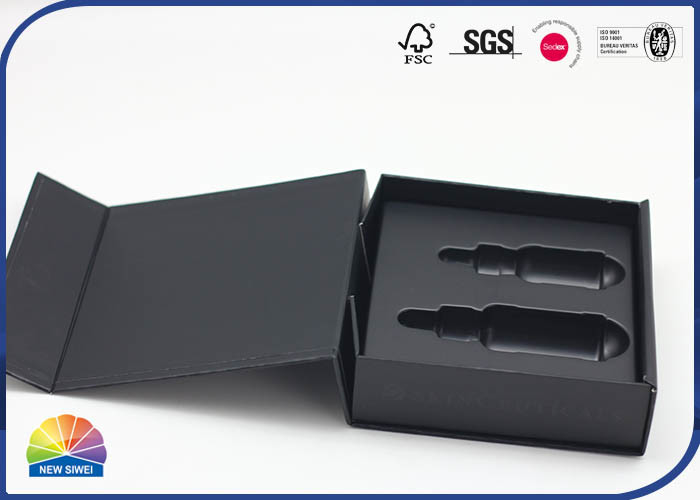 Matt Lamination Magnetic Closure Customzied Logo Szie Black Foldable Gift Box With Plastic Foil