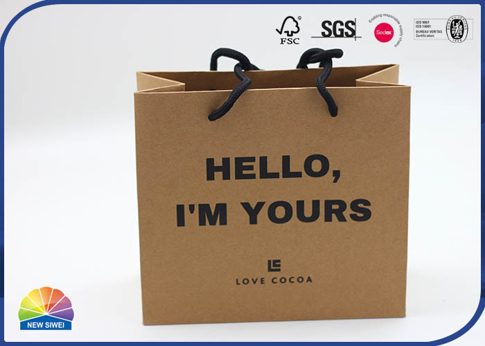 4C Customized Size Logo Kraft Paper Bags With Nylon Handle