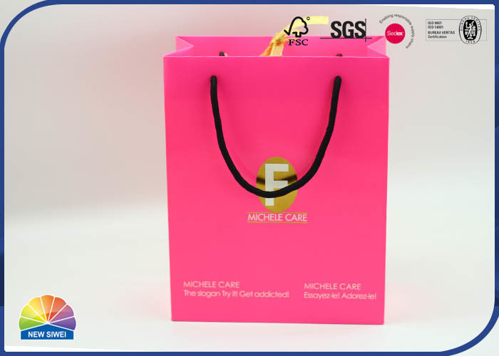 350g Coated Paper Shopping Paper Gift Bags Customized Logo With Nylon Handle