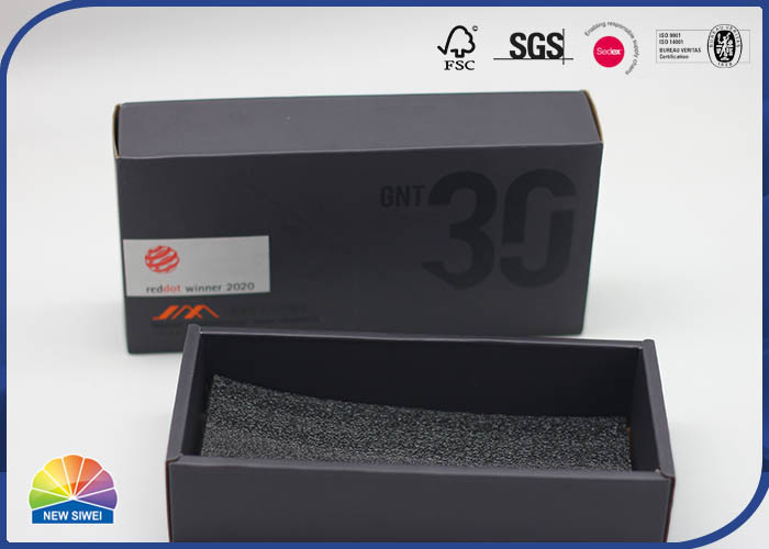 E-Flute Black Corrugated Mailer Box Matte Lamination Customzied Size And Logo
