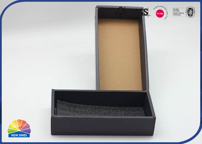 E-Flute Black Corrugated Mailer Box Matte Lamination Customzied Size And Logo