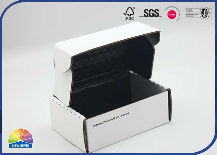 E Flute White Corrugated Mailer Box Double Side Printed Logo Glossy Lamination