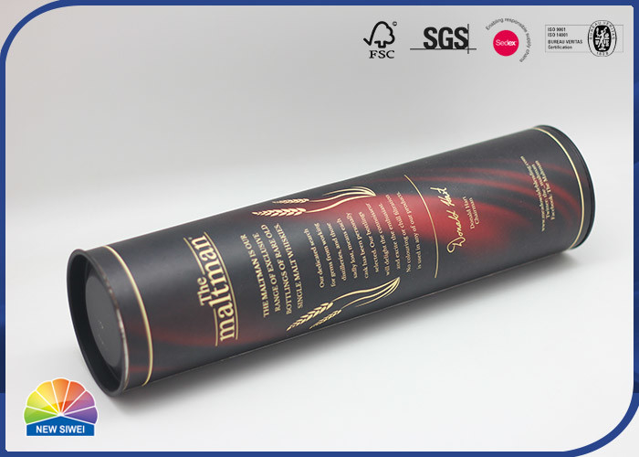 Wine Bottle Sales Display Packaging Composite Paper Tube With Metal End