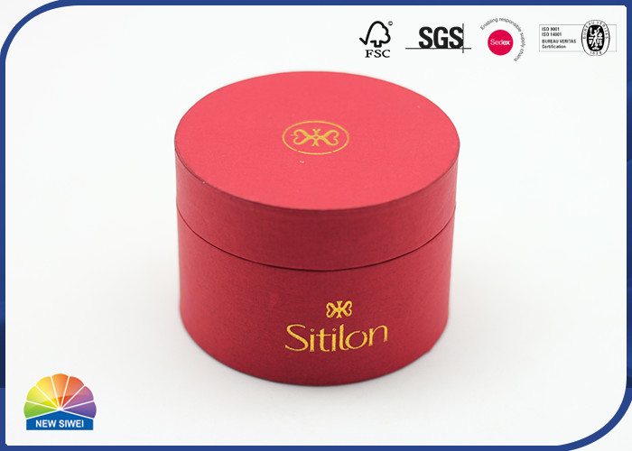 Red Color 120gsm Specilaty Paper Cylinder Tube Packaging Gold Stamping Logo