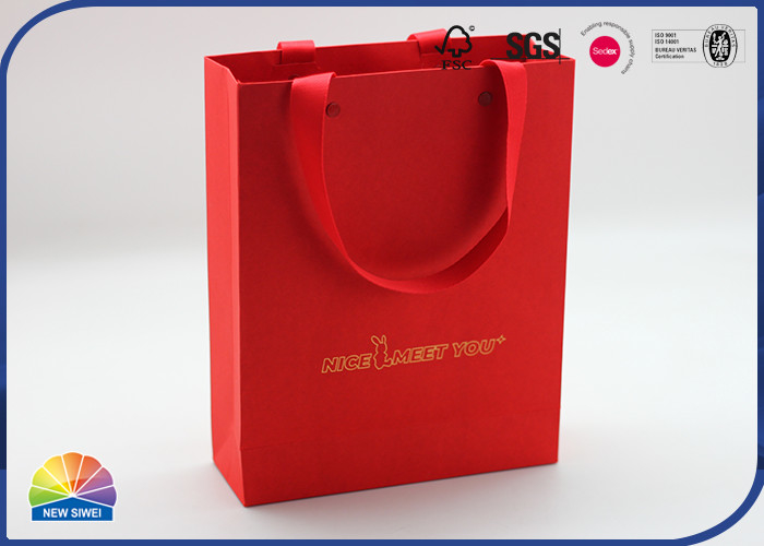 New Year Festival Gift Package Red Paper Bag Customized Gold Stamping