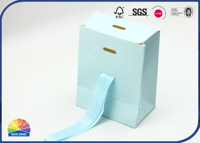 Pantone Color Blue Paper Packaging Bag Matte Lamination With Ribbon