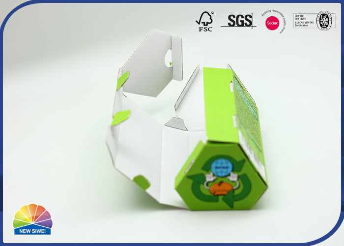Polygon Structure Corrugated Paper Box Green Color Matte Lamination