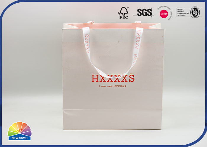 White Color Pantone Color Paper Gift Bag With Custom Silk Handle