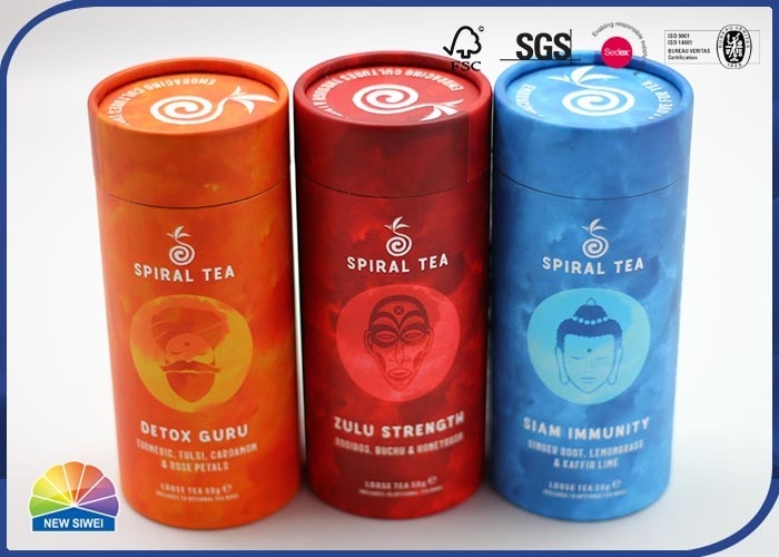 Custom Colorful Printed Tea Paper Packaging Tube Matte Lamination