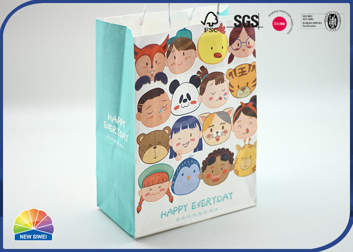 FSC White Kraft Paper Shopping Packaging Gift Bag UV Printing