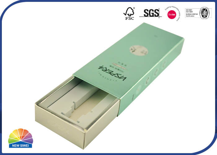 Cosmetic Custom Match Boxes Silver Cardboard Sleeve Packaging With EVA Foam Insert