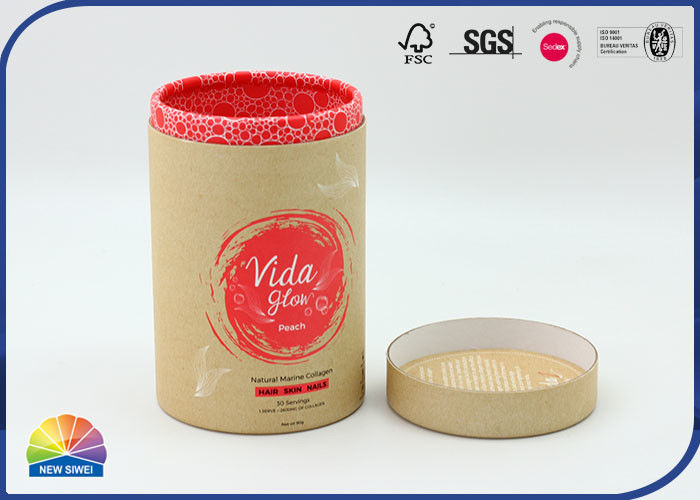 Reusable Red Inside Paper Packaging Tube For Skincare Collagen