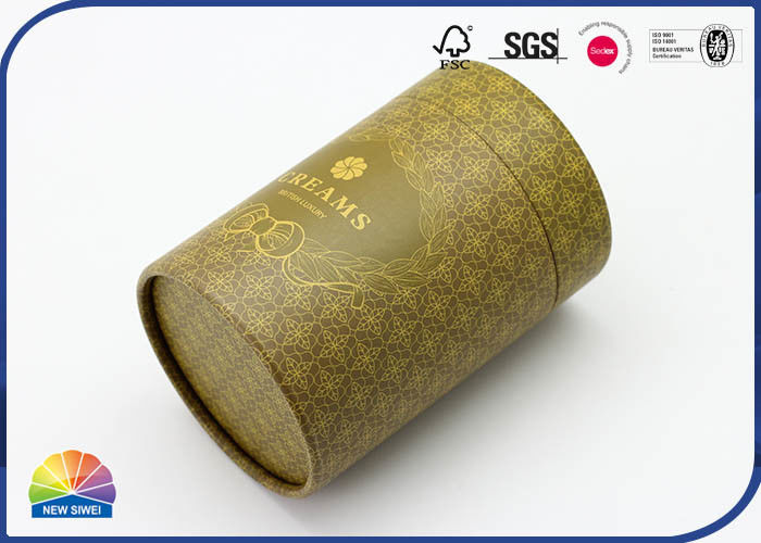 Matte Lamination Gold Kraft Cylinder Packaging For Creams