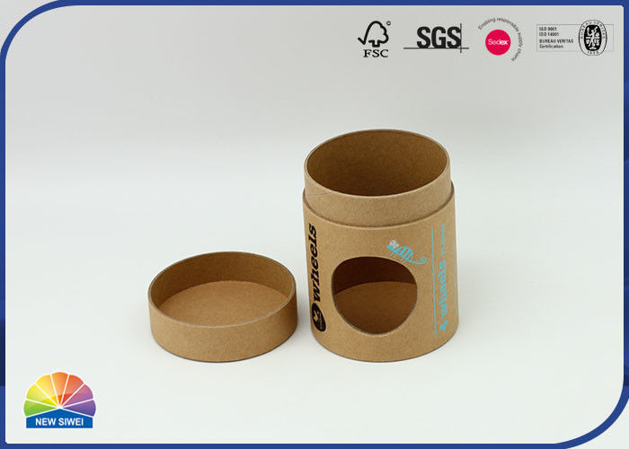 Eco Kraft Core Disc Closure Paper Tube Packaging Die Cut Window