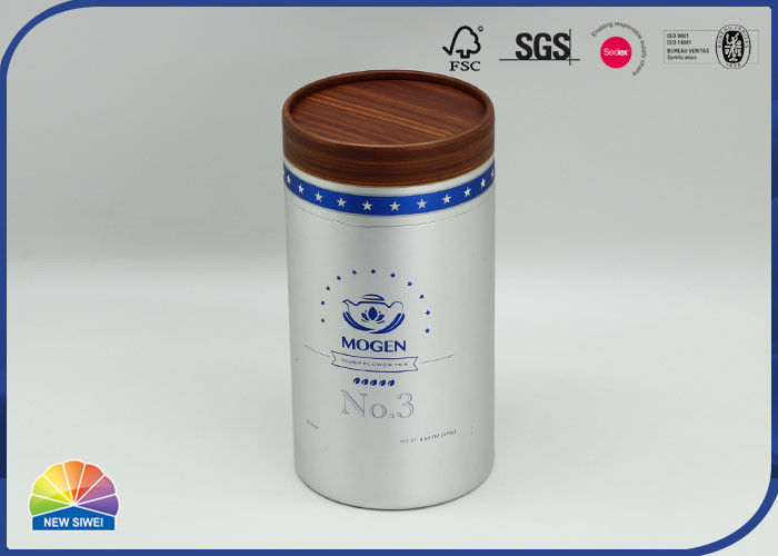 4c Uv Print 182gsm Silver Cardboard Tube Packaging For Coffee Tea