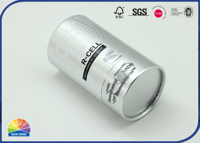 Silver Stamping Food Supplement Waterproof Sealed Paper Tube Box