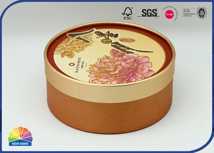 Golden Stamp Mooncake Packing Recycled Paper Tube Cylindric Box