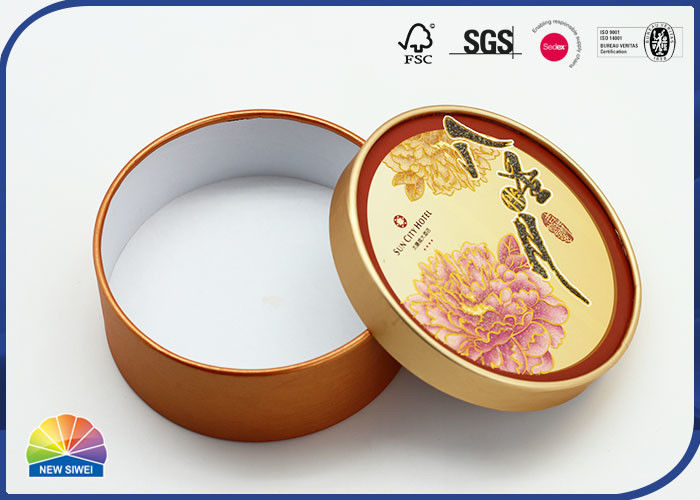 6 Inch Cardboard Tube Mooncake Packaging With Glittering Lid