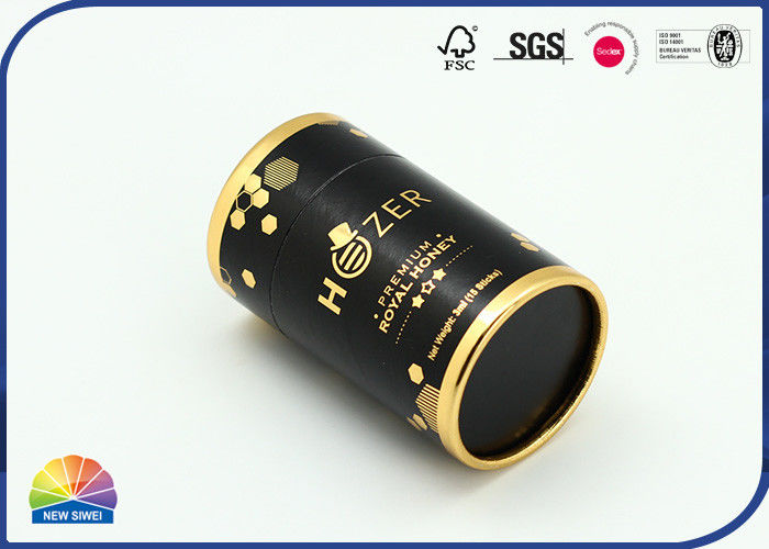 UV Black Print 182gsm Gold Paper Packaging Gift Tube Embossing