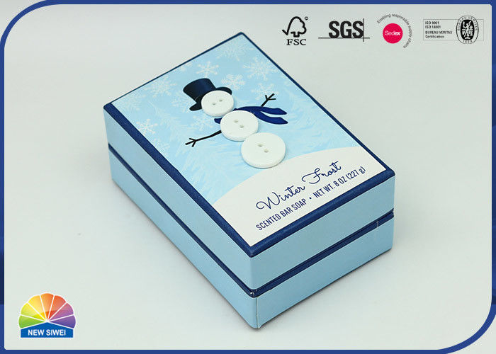 Snowman 350gsm C1S Paper Rigid Shoulder Box Buttons Decorated