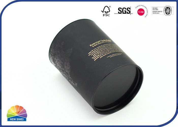 Hot Stamping Black Cardboard Tube Embossing Candle Tube Box