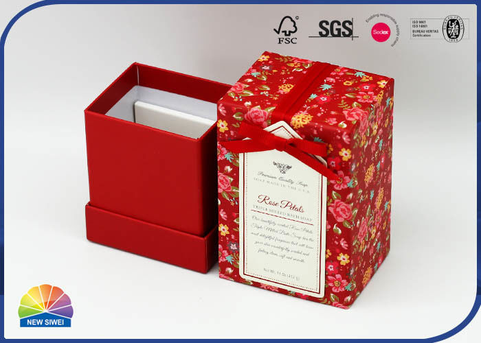 4c Print Matte Lamination Paper Jewelry Boxes With Ribbon Bowknot