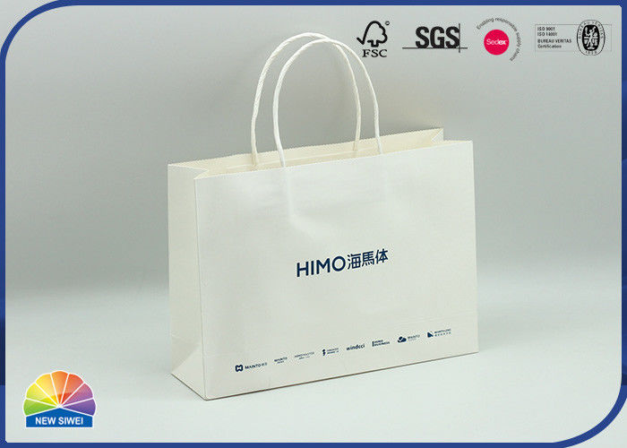 Custom Printing Logo White Paper Shopping Bag Stand Up Kraft Bag