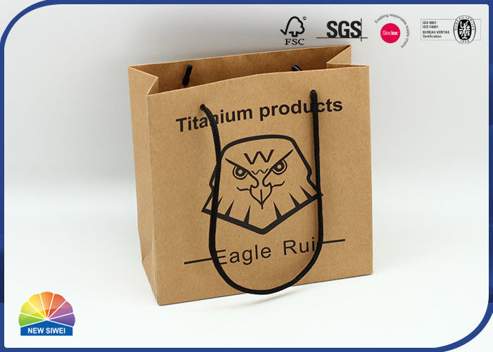 Paper Kraft Bags With Handles Shopping Bag Black Printing Logo