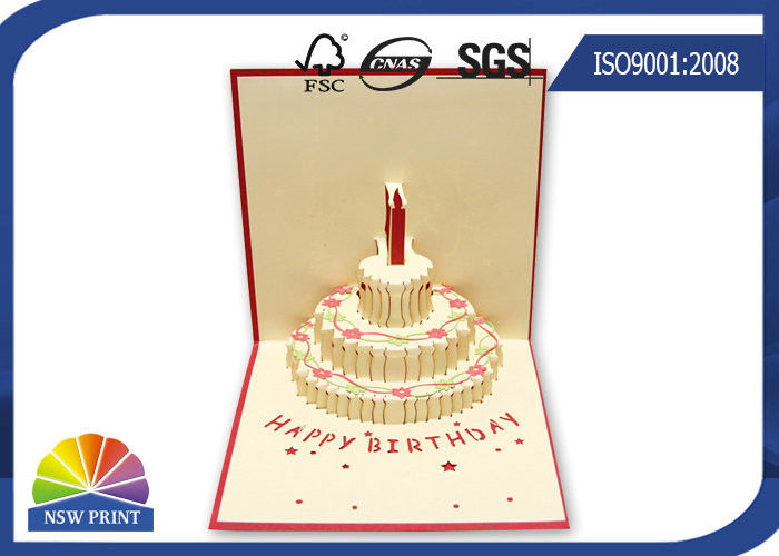 3 D Festival Custom Greeting Cards Happy Cake For Birthday Pop Up Card