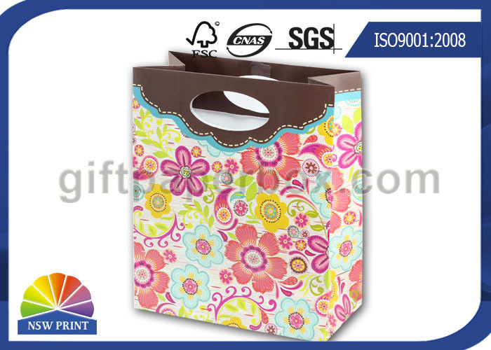 Cute Personalized Small Wrapping Paper Gift Bag with Die Cut Handle for Gift Packaging