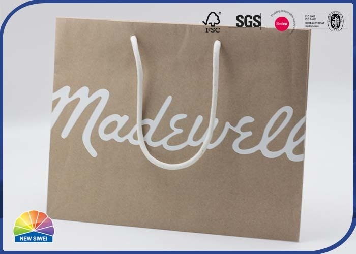 4C Print Kraft Paper Bags Matte Lamination With Cotton Handles