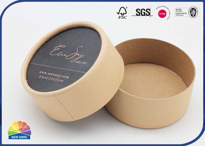 Recycled Round Kraft Paper Tube Offset Printing For Cosmetic Essential Oil Packaging
