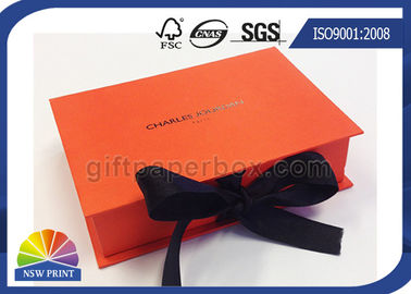 Book Shape Hinged Lid Rigid Paper Box Ribbon Closure for Luxury Gift Packaging