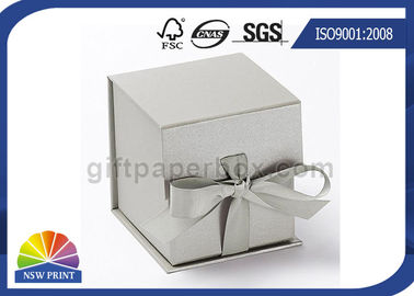 Rigid Cardboard Hinged Lid Gift Box , Logo Printed Jewelry Gift Box With Ribbon Closure