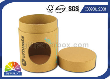 Flat Cap Brown Kraft Paper Packaging Tube Customized Size with Die Cut Window