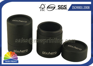 Personalized 3 Pieces Black Rigid Paper Cans Packaging Fancy Cylinder Gift Boxes
